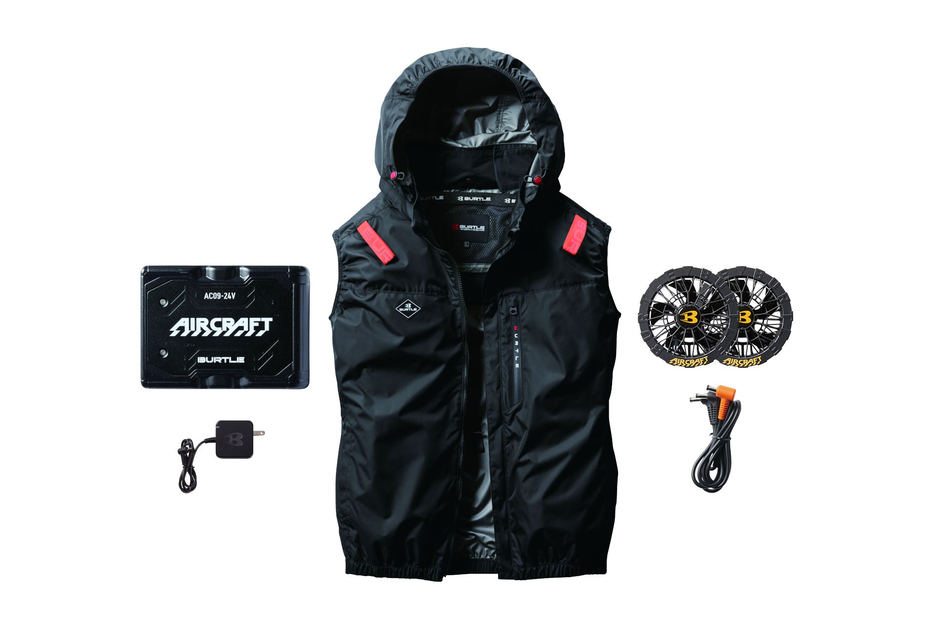 Fan-Cooled Vest Complete 24V System (Black) - BURTLE Workwear