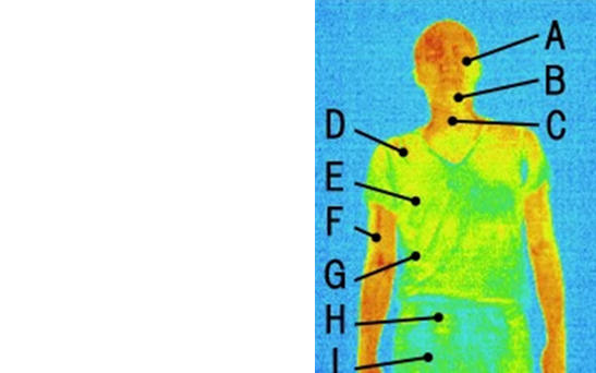 Thermal image showing body temperature after 10 minutes using AIRCRAFT